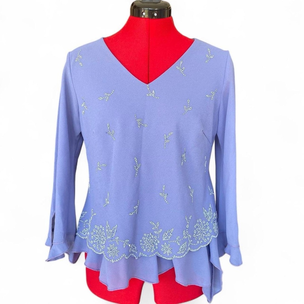 Lavender Beaded Tiered Top